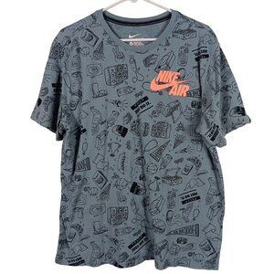 Nike Air Graphic T-Shirt XL Athletic Cut 100% Cotton Mens Gray Casual Activewear